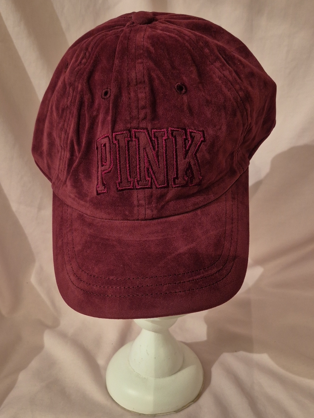 NWOT PINK Victoria's Secret Burgundy Suede-Look Baseball Hat